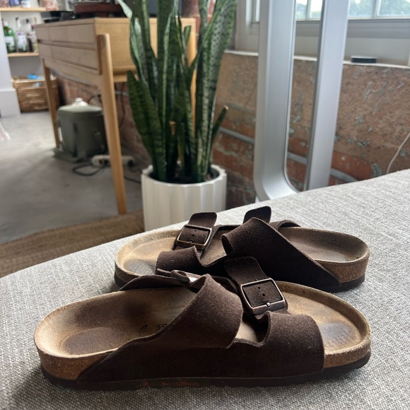 Birkenstock Arizona Brown Suede Soft Footbed Sandals, Sz EU 39 - Picture 4 of 5